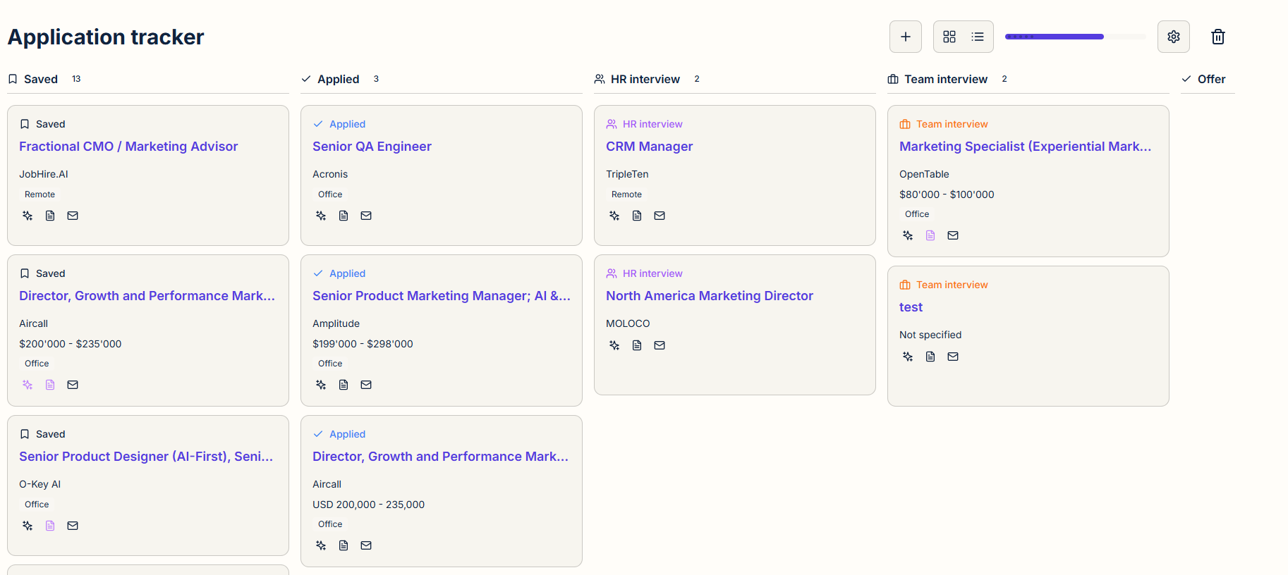Трекер: доска по статусам